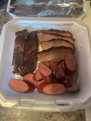 Ribs, Brisket and Sausage