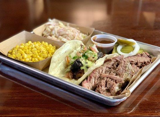 Brisket Plate & Barbacoa Taco