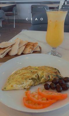 Spinach Omelette and Orange Juice