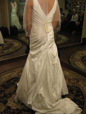 View of the back of my dress before alterations.