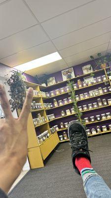 Wall of herbs in our Phoenix, Arizona Herbal Shop with Organic Herbs