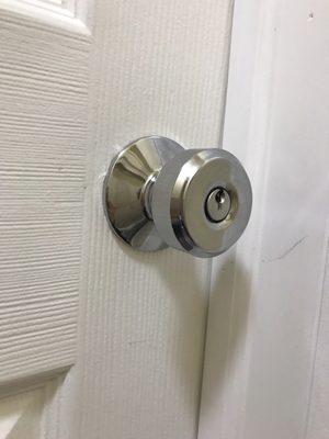 Original handle that "had to be" drilled out replaced with a cheap and ugly lock