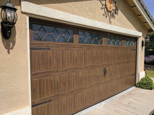 After photo - Wayne Dalton 8300 Sonoma Mission Oak with Waterton III Windows, Obscure Glass & Exterior Hardware