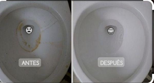 Toilet cleaning before and after