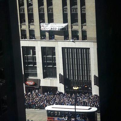 The Fine folks at Marc realty on the day of the cubs parade