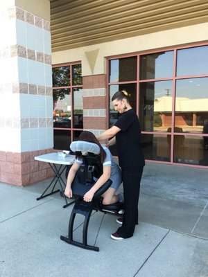 Owner Sabrina F., LMT sidewalk chair massage