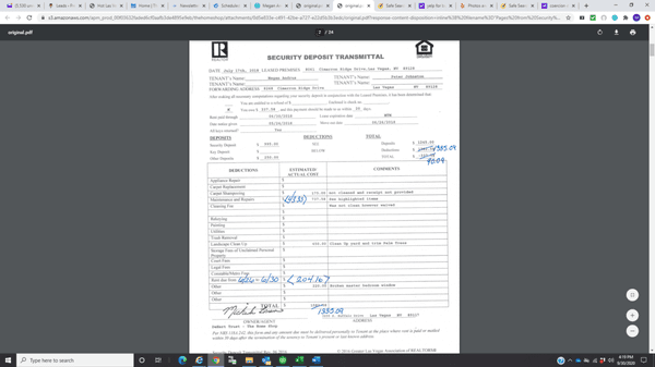 Megan A Security Deposit Transmittal