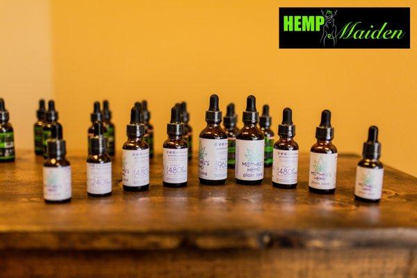 Displays of our Hemp and CBD Oil Products