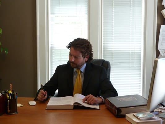 Austin lawyer James Gill in the office