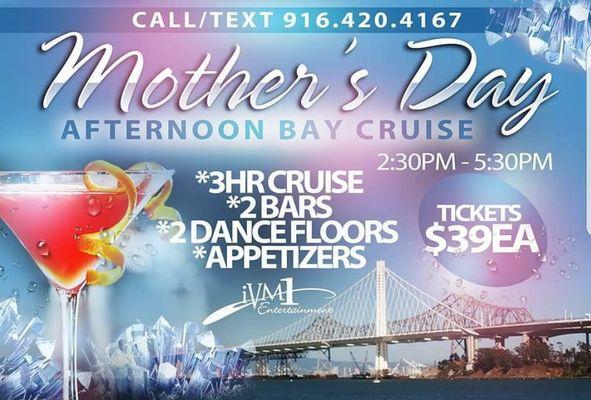 No boat on the flyer for Ivm1 Entertainment Mother's Day Cruise aboard Bay Celebrations.