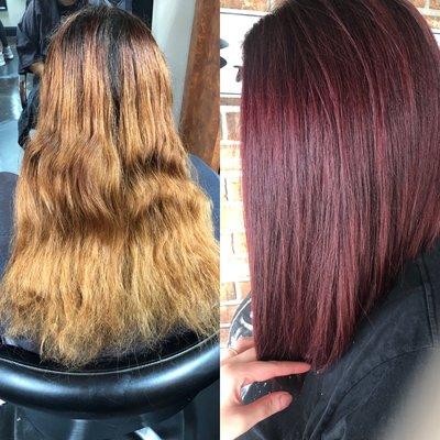 Before and after much needed chop and one of my all time faves- burgundy