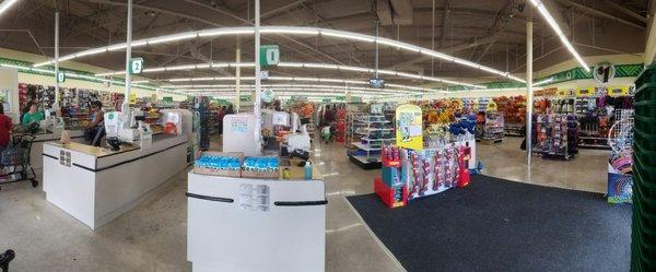 Slightly higher ceilings, clean, organized store