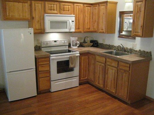 Each condo unit features a full kitchen.