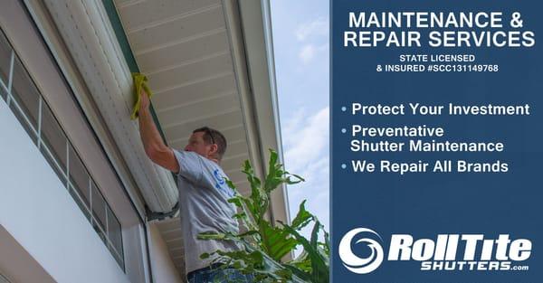 Shutter Maintenance & Repair Service by Roll Tite Shutters 321.409.9691 www.RollTiteShutters.com