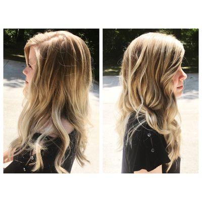 Subtle blonde balayage with baby lights