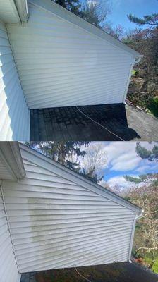 Pressure washing before and after.