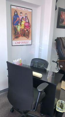 Neat, Clean, and Protective Shield Manicure Stations for Clients and Techs.