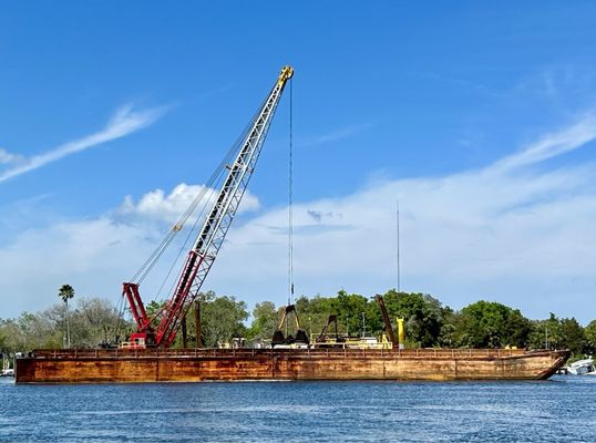 Dredging barge on the river.