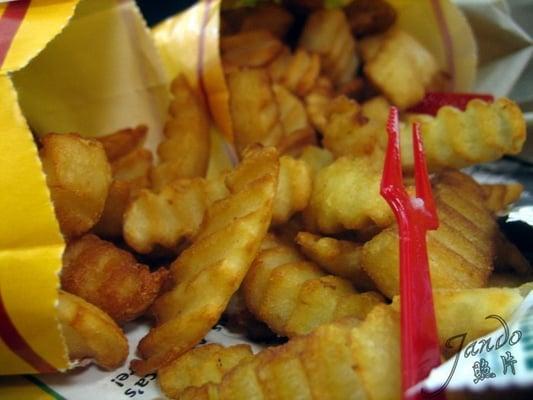 Fries ... with a plastic fork.