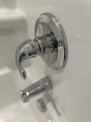 Freshly cleaned tub faucet