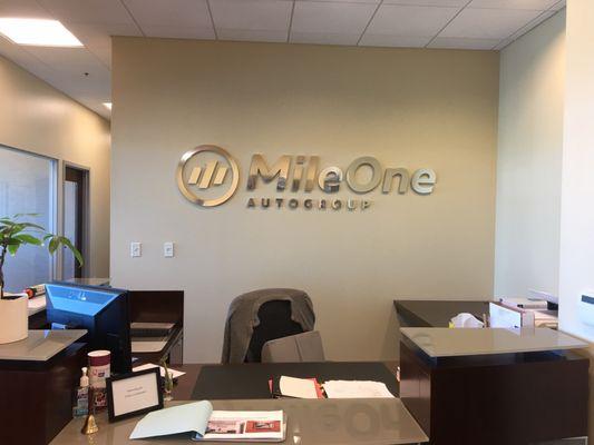 Beautiful flip pattern logo in mileone corporate office