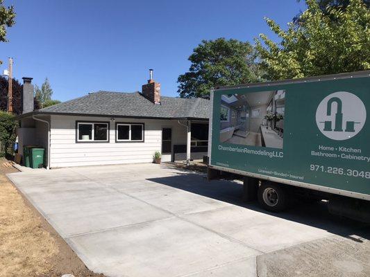 A beautiful new driveway and windows seen here.