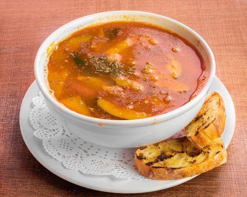 Sopa de Lentejas- Lentil soup with zucchini, carrots, potatoes, celery, squash.