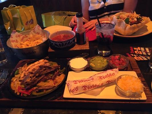 Combo fajitas and chicken tostado salad!