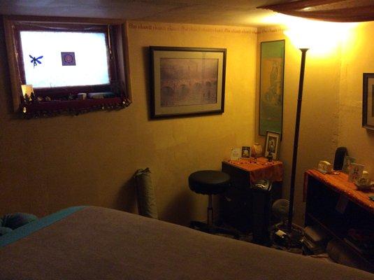 Treatment room, I have a number of images that evoke a sense of the divine.