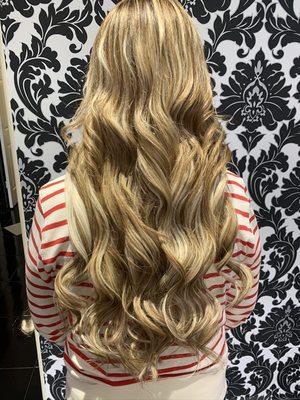 Hair color and Bellami hair extensions blended.