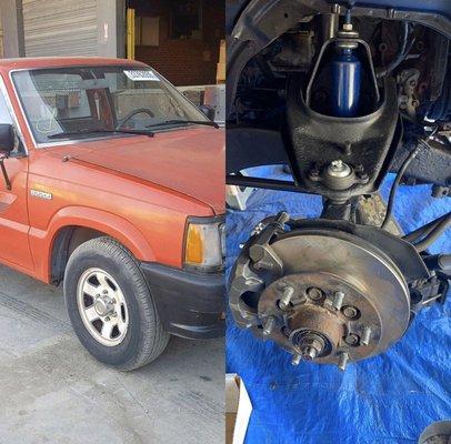 Rebuild a old 88 Isuzu pick up with new front end shocks brakes ball joints complete front end redone