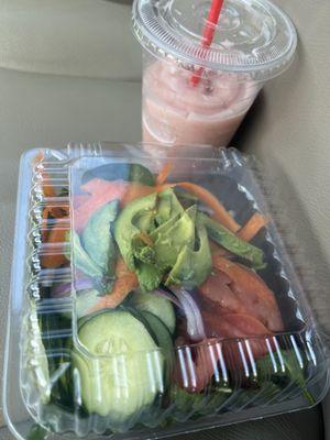 Smoothie and salad