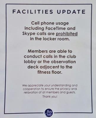 "I'm sorry, you can't talk on your phone in the locker room" "Actually, it's FaceTime" (Theory on this sign's origin)