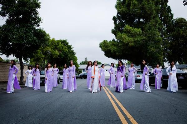 15 bridesmaids + Bride for my sister's traditional Vietnamese weddding