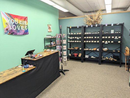 Interior soap shelves at MW Soapworks