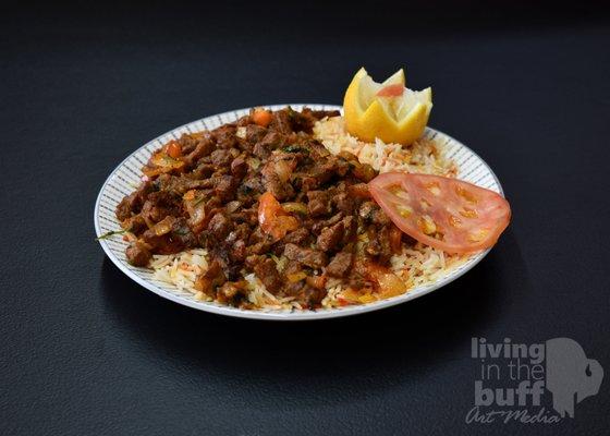 Beef Ghallaba over Rice.