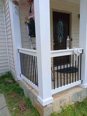 We install 7 - 6 by 6 boost , 8 ft tall. Cap with PVC. Handrails are PVC to. No more painting & no more carpentry bees .