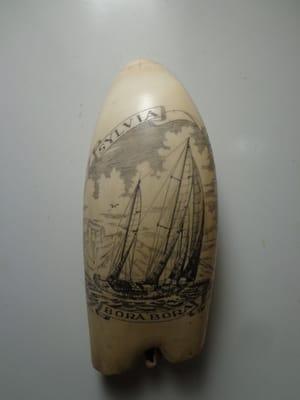 Here's a scrimshaw of Yacht Sylvia!