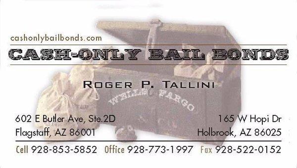 Cash-Only Bail Bonds Business Card (928) 773-1997