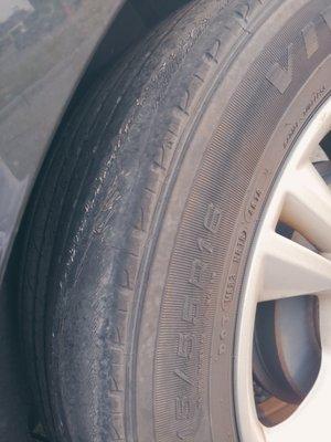 Don't know professional mechanics can touch this tire and not see how badly damaged it is and not alert the customer about it.