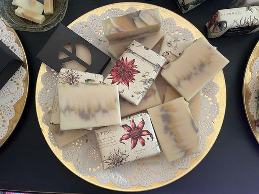 Beautifully wrapped soaps.