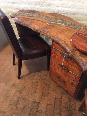 Mesquite, Turquoise & Stones Desk. $5800