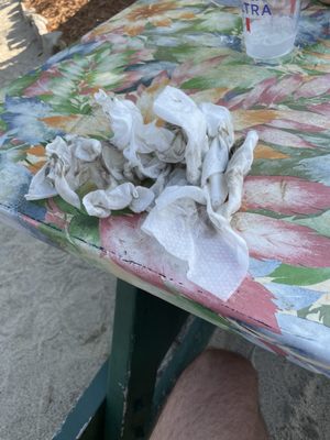 Several wipes. This was only half the table