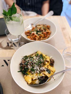 campanelle amatriciana, duck pappardelle (ig @fanaticdiner)