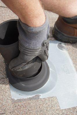 Roof vent boot damaged and will allow water to enter the structure.