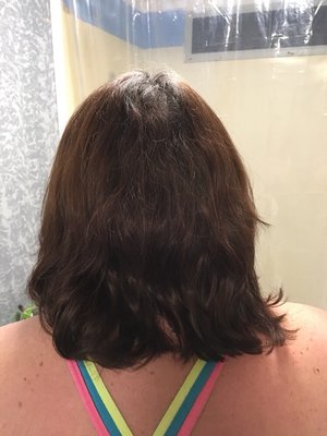 Left side is shorter than my right side. same thing goes for the back side of the hair