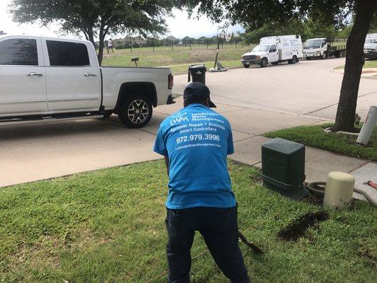 Trenching for new drain