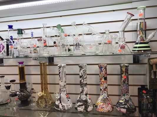 Partial view of the bongs selection