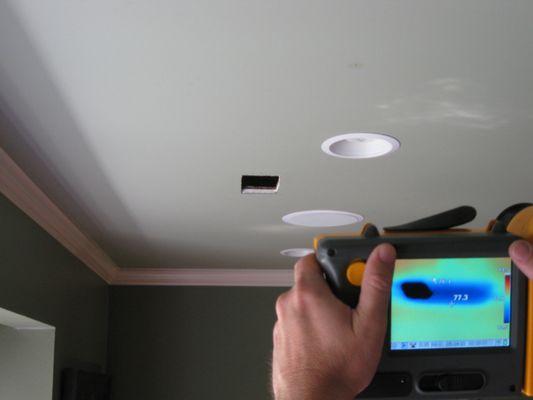 Synergy's Home Testing includes thermal images of areas of energy loss in your home. Can lights are often a huge contributor of air leakage.