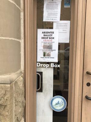 Entrance to City Hall / Ypsi Clerk's Office and a 24-7 ballot drop off point for election November 2020